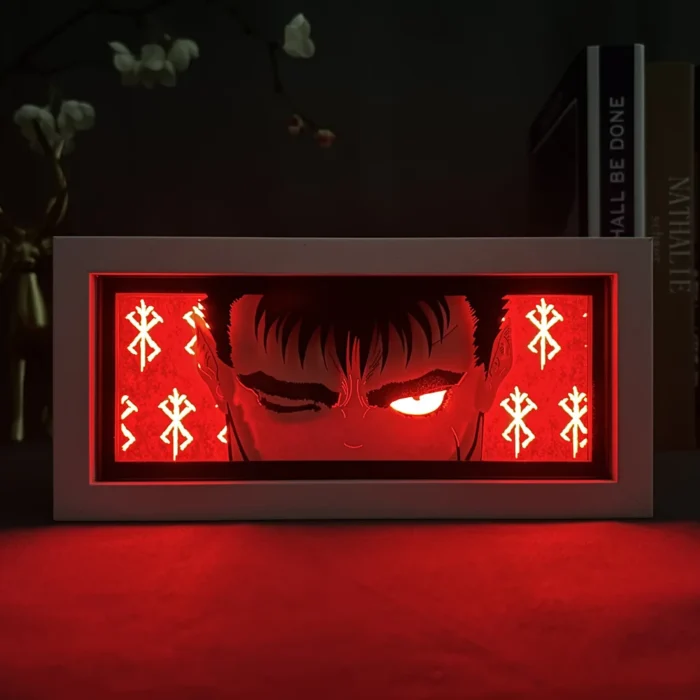 Berserk Cartoon Paper Carving 3D Anime Lamp LED Light Box Guts Action Figure Room Decoration Lamp Anime Peripheral Gifts 3